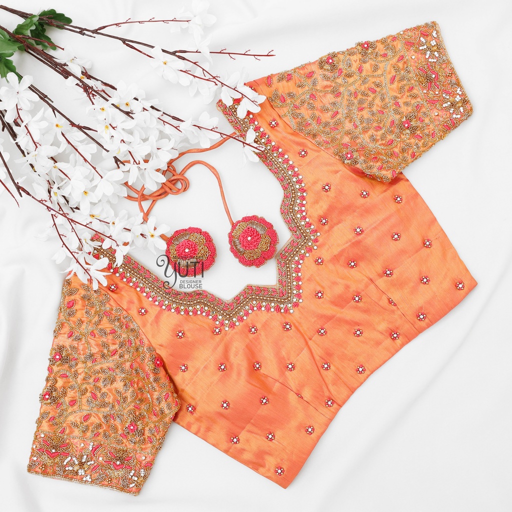 Peach floral design with highlight