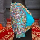 Blue and pink sequin bridal blouse