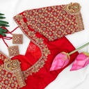 Red embossed motif bridal blouse