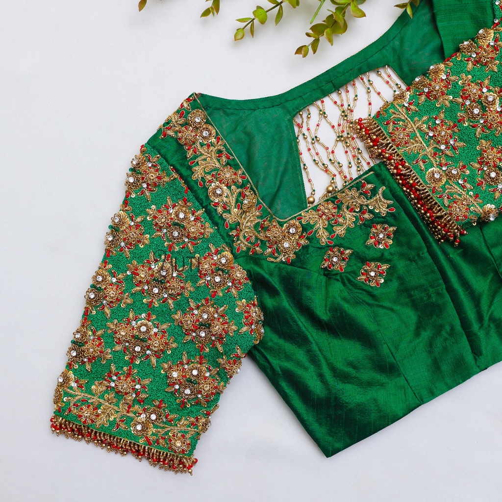 Green Floral Motif Bridal Blouse