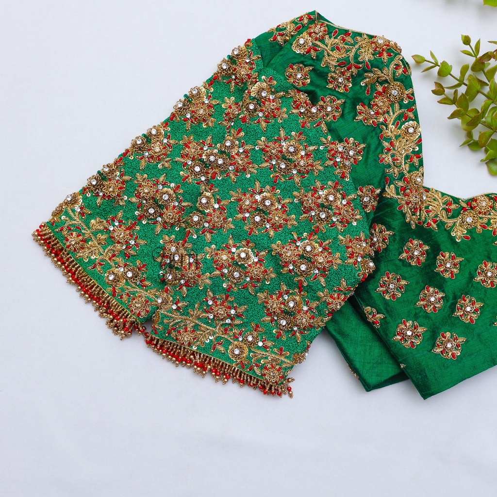 Green Floral Motif Bridal Blouse