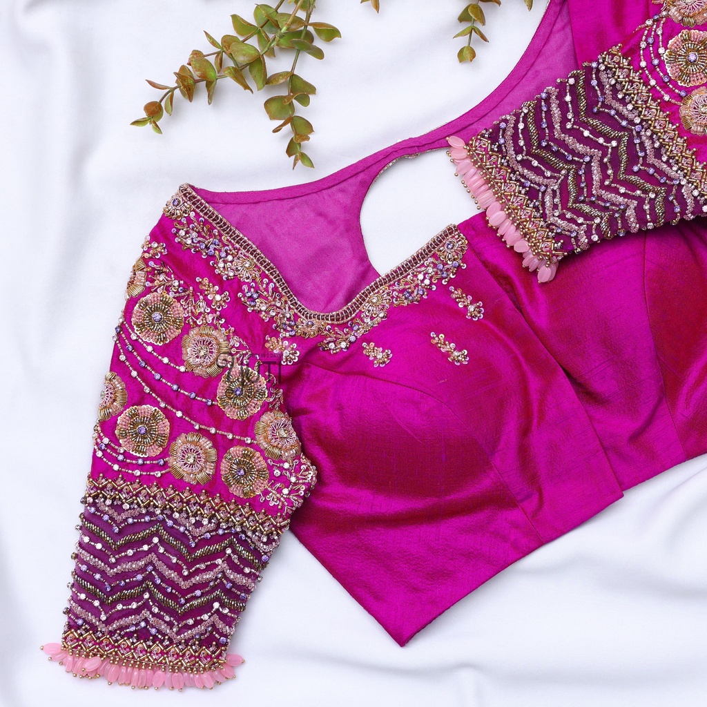 Magenta Floral Bridal Blouse
