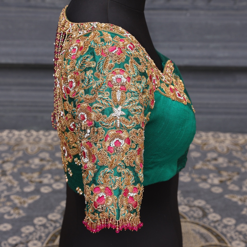 Green Floral Bridal Blouse