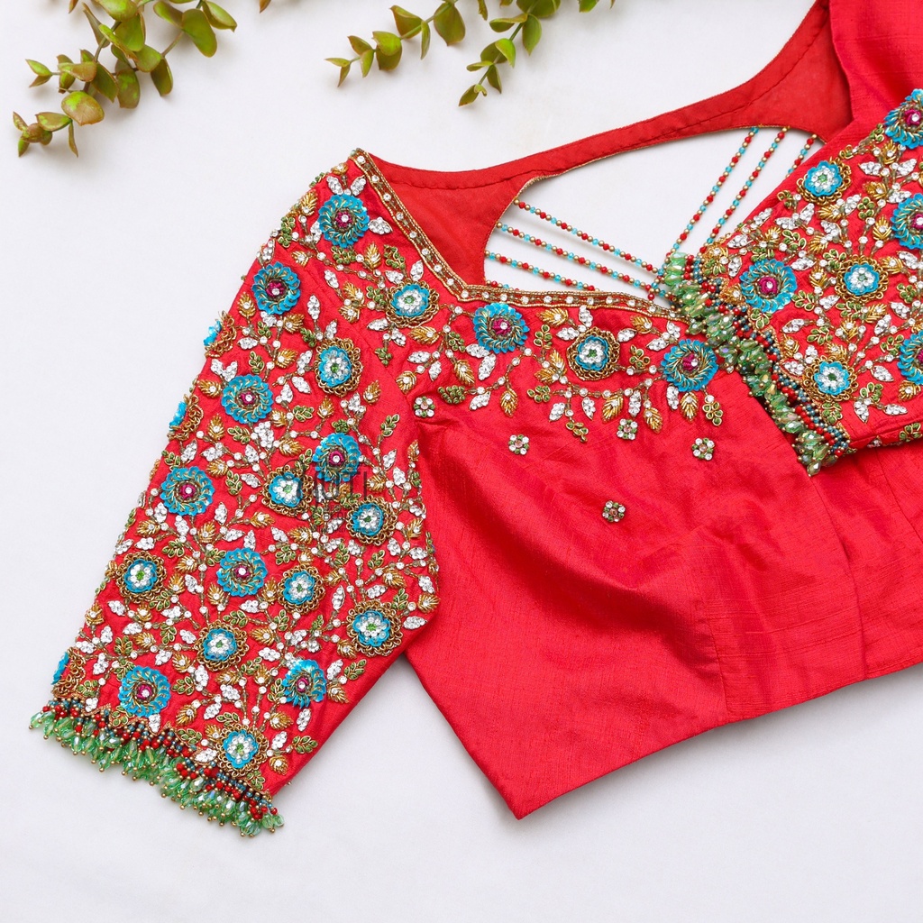 Red Floral Design Blouse