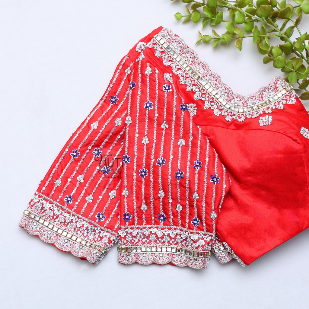 Red And Silver Bridal Blouse