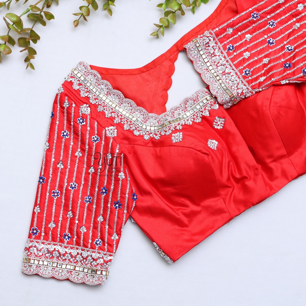 Red And Silver Bridal Blouse
