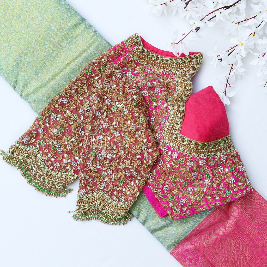 Pink Mini Floral Bridal Blouse
