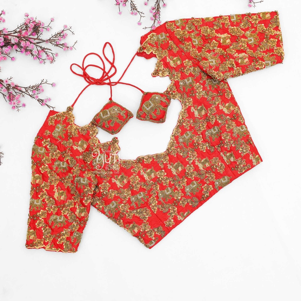 orange-creeper-elephant-bridal-blouse-3