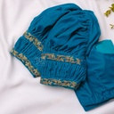 Velvet Skyblue Aari Work Blouse Designs