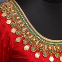 Aari Work Blouse Designs in Cherry Red  | SIZE 32 (adjustable up to 28- 34)