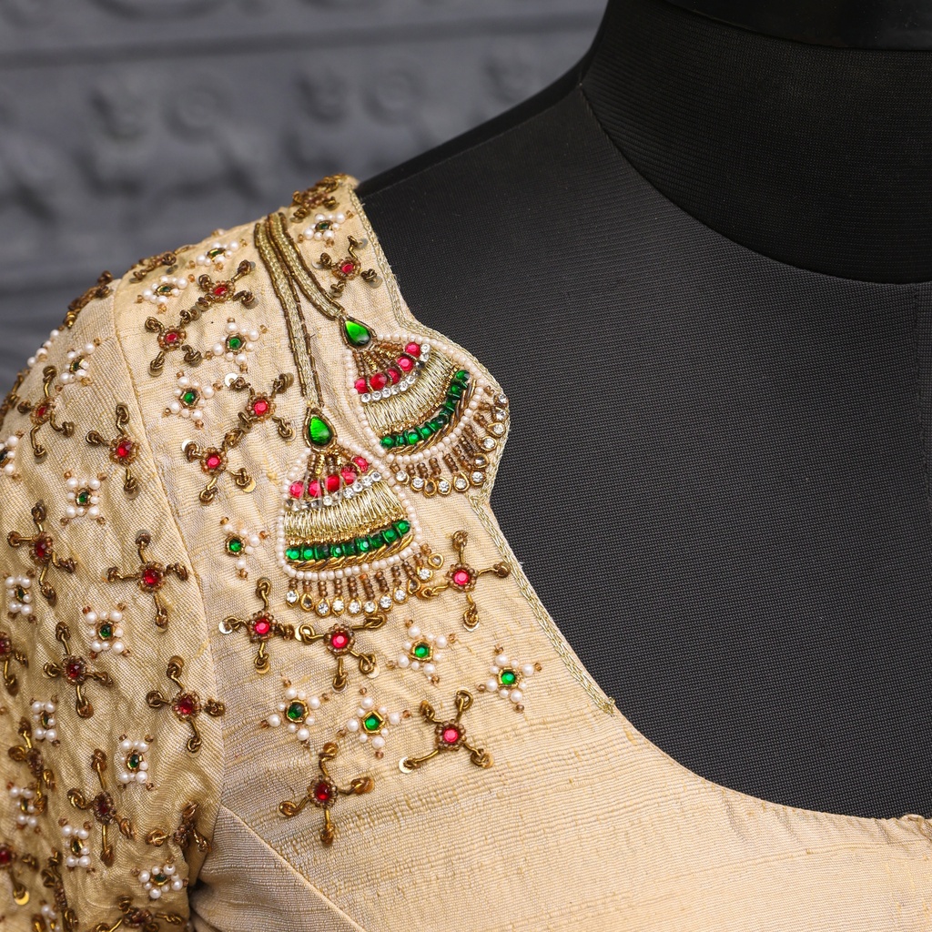 Sandal Aari work bridal blouse ||SIZE 38 (adjustable up to 34- 40)