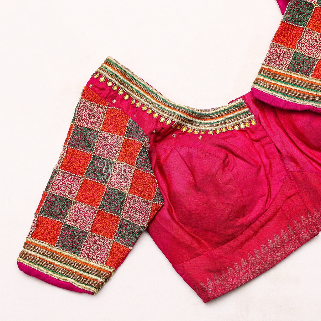 Pink With Pattern Combination Blouse Design | SIZE 34 (adjustable up to 30 - 36)
