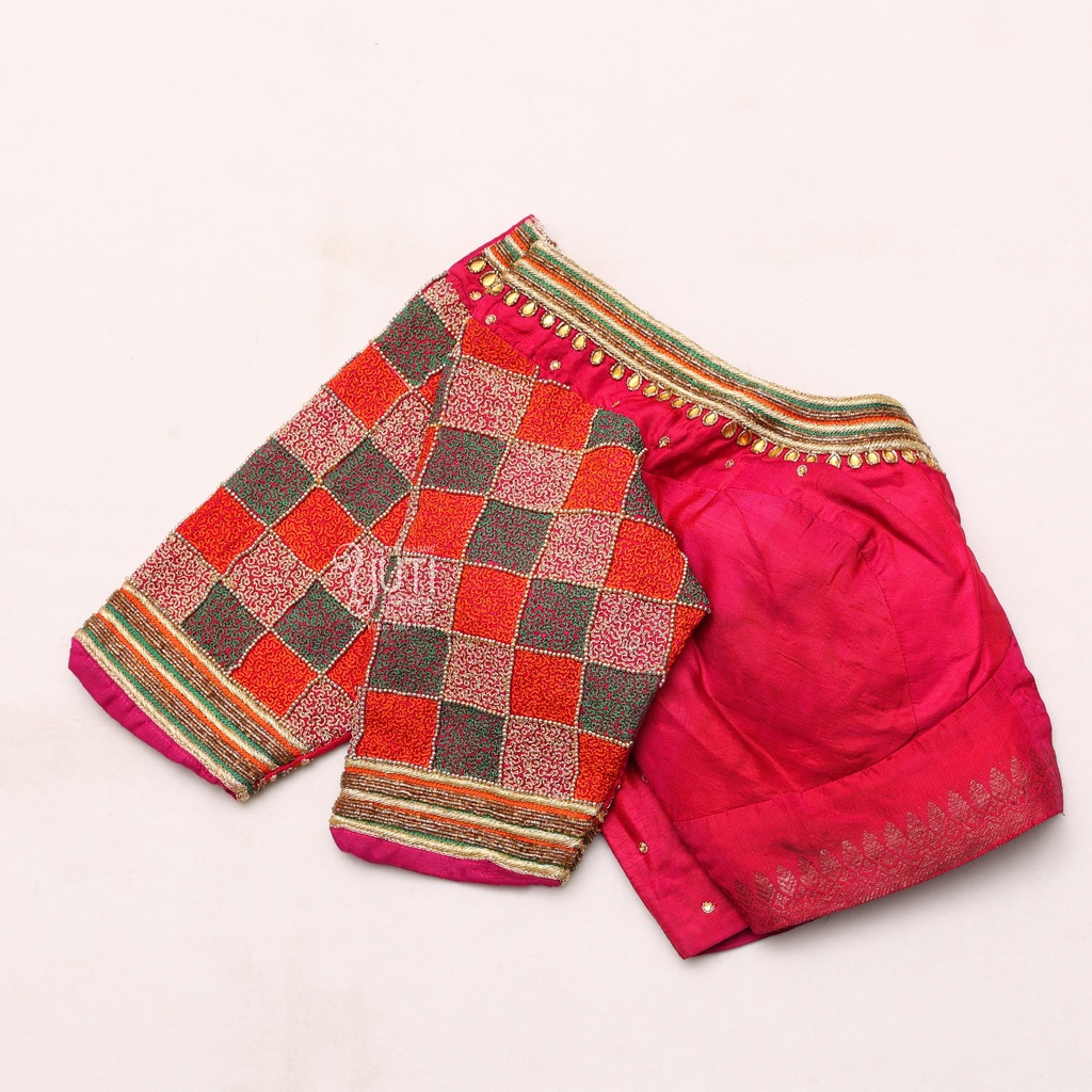 Pink With Pattern Combination Blouse Design | SIZE 34 (adjustable up to 30 - 36)