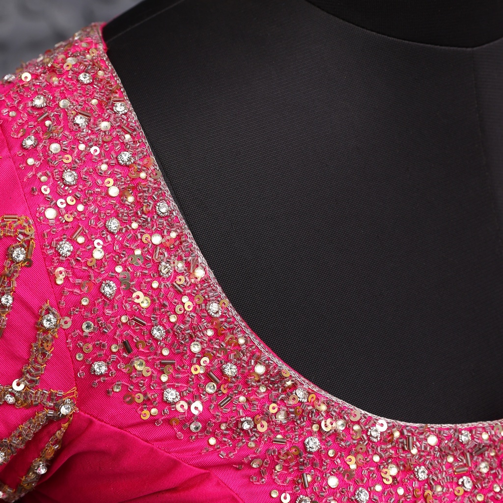Pink Pattern Aari Work Bridal Blouse Design | SIZE 38 (adjustable up to 34 - 40)Tassels Not includes.