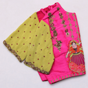 Pink With Green Shade Bridal Blouse | SIZE 36(adjustable up to 32- 38)