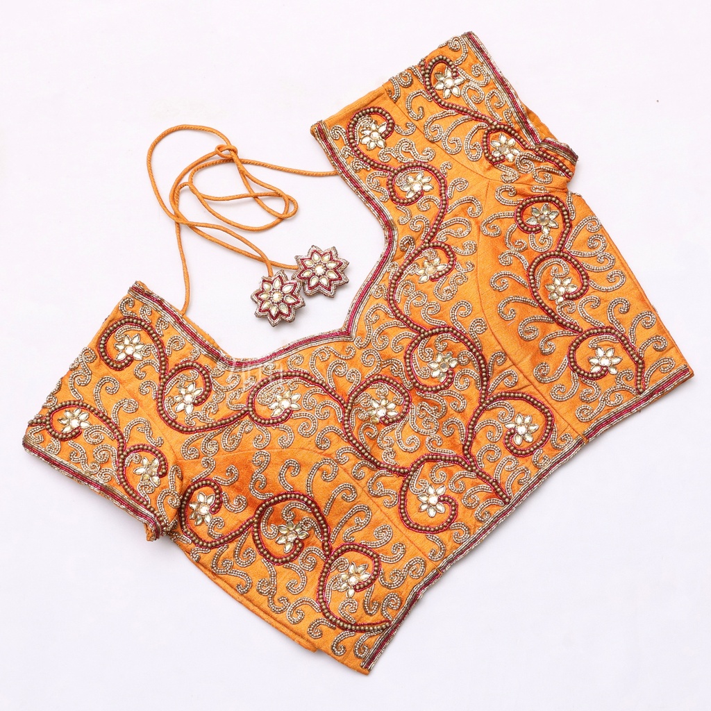 Golden Yellow Aari Bridal Blouse| SIZE 36 (adjustable up to 32 - 38)