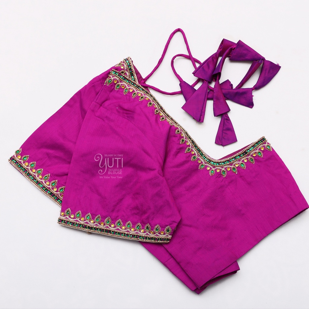 Pink Pattern Aari Work Bridal Blouse Design | SIZE 36 (adjustable up to 32 - 38)