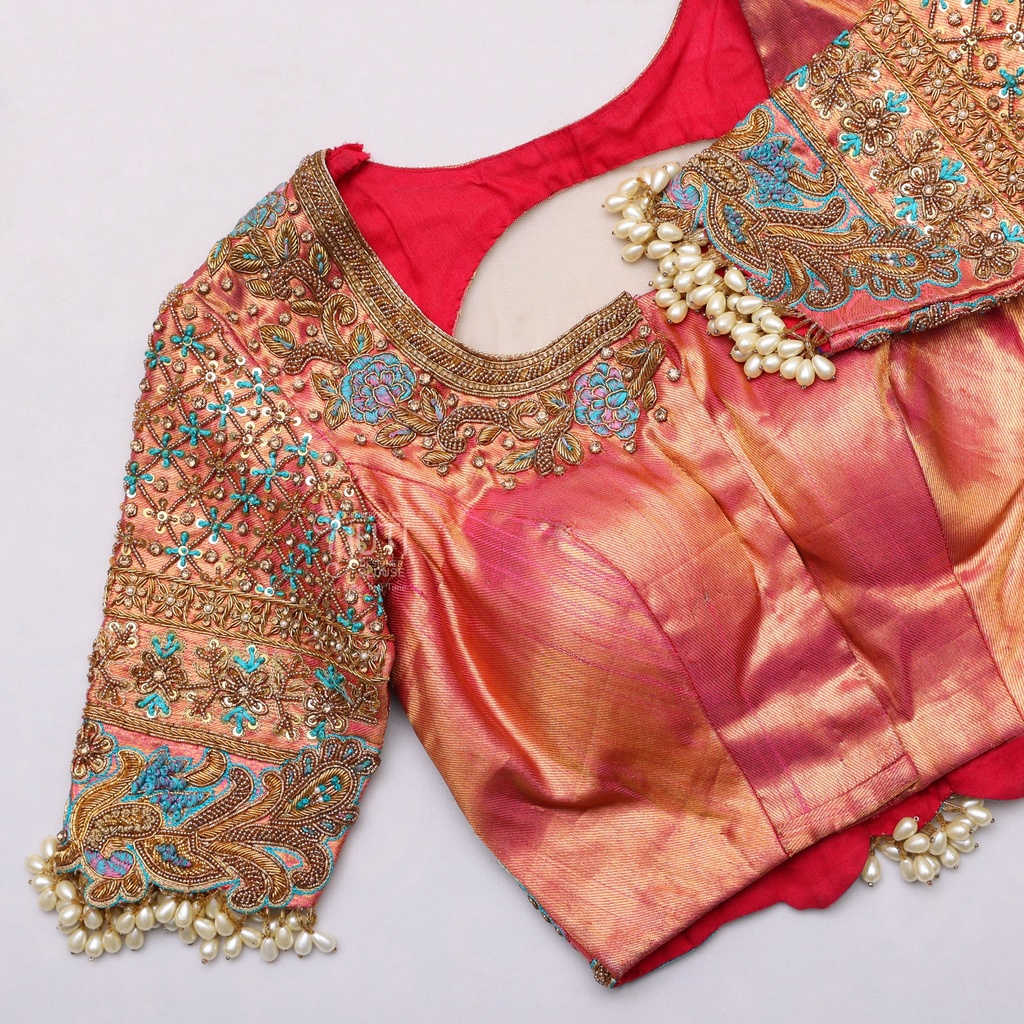 Pallaku design embroidery/ Grand bridal blouse design | SIZE 34 (adjustable up to 30 - 36)