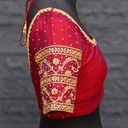 Aari Work Blouse Designs in Orangish Red SIZE 36 (adjustable up to 34 - 40)