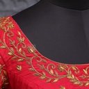 Red princess cut blouse with triangle shape back neck designs |