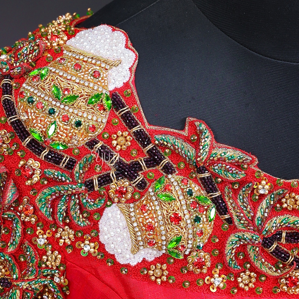 3D Pongal theme embroidery bridal blouses