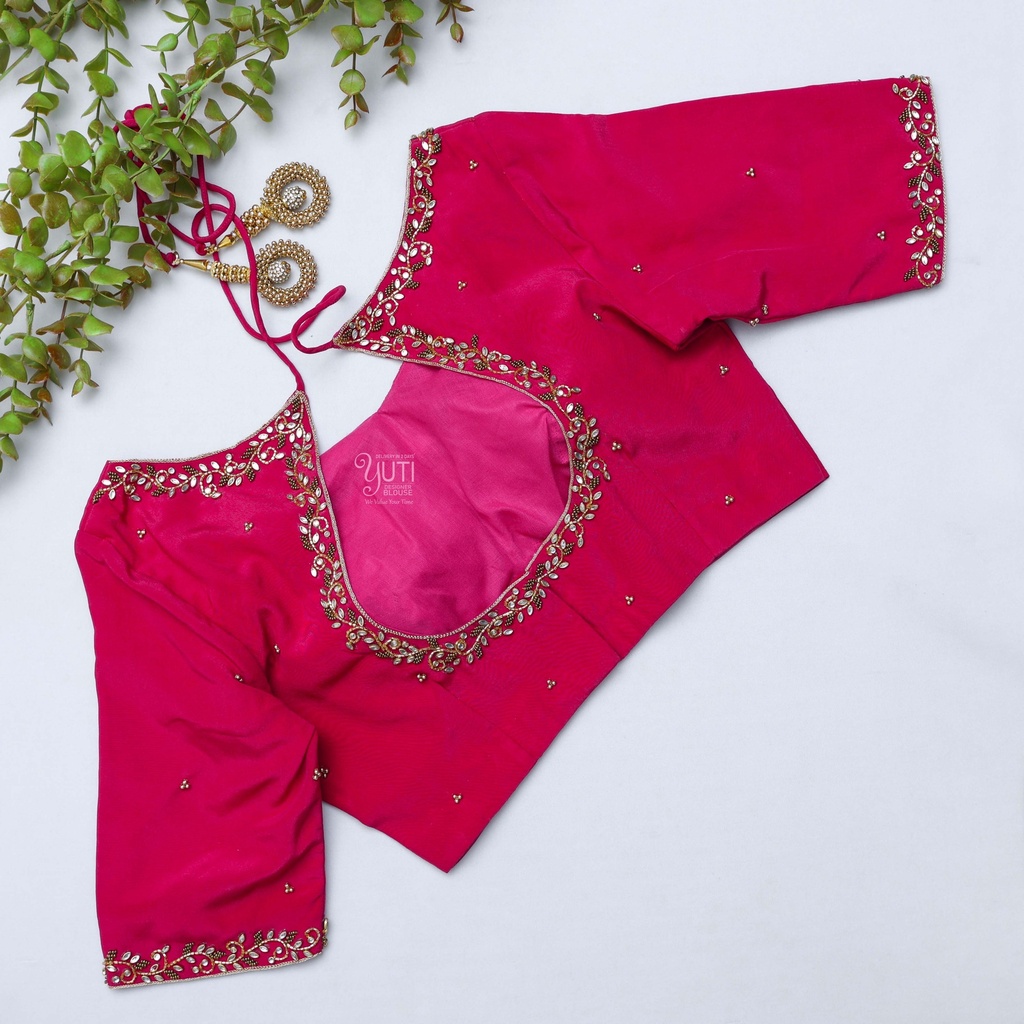 stunning  pink embroidery blouse
