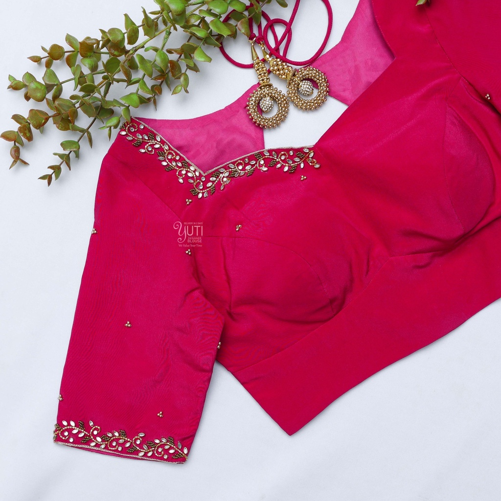 stunning  pink embroidery blouse