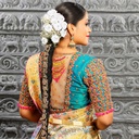 The allure of blue embroidery on bridal blouse