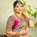 Perfect open neck pink embroidery bridal blouse