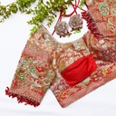 Beauty of red and silver embroidery bridal blouse