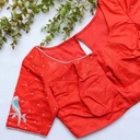 Bold and beautiful coral red embroidery blouse