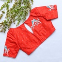 Bold and beautiful coral red embroidery blouse
