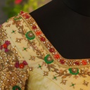 Elevate your bridal ensemble with Sandel's open net back embroidery bridal blouse