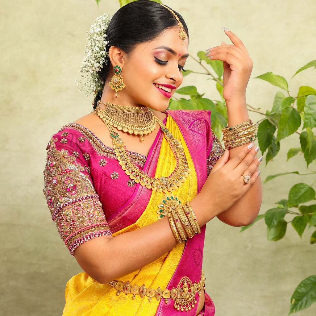 Stunning pink open back embroidery Bridal Blouse