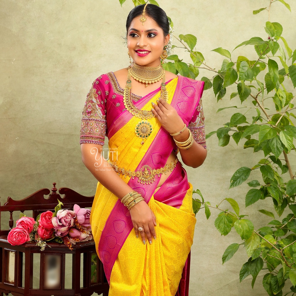 Stunning pink open back embroidery Bridal Blouse