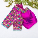 Perfect combination of style and sophistication with our pink open back embroidery Bridal Blouse