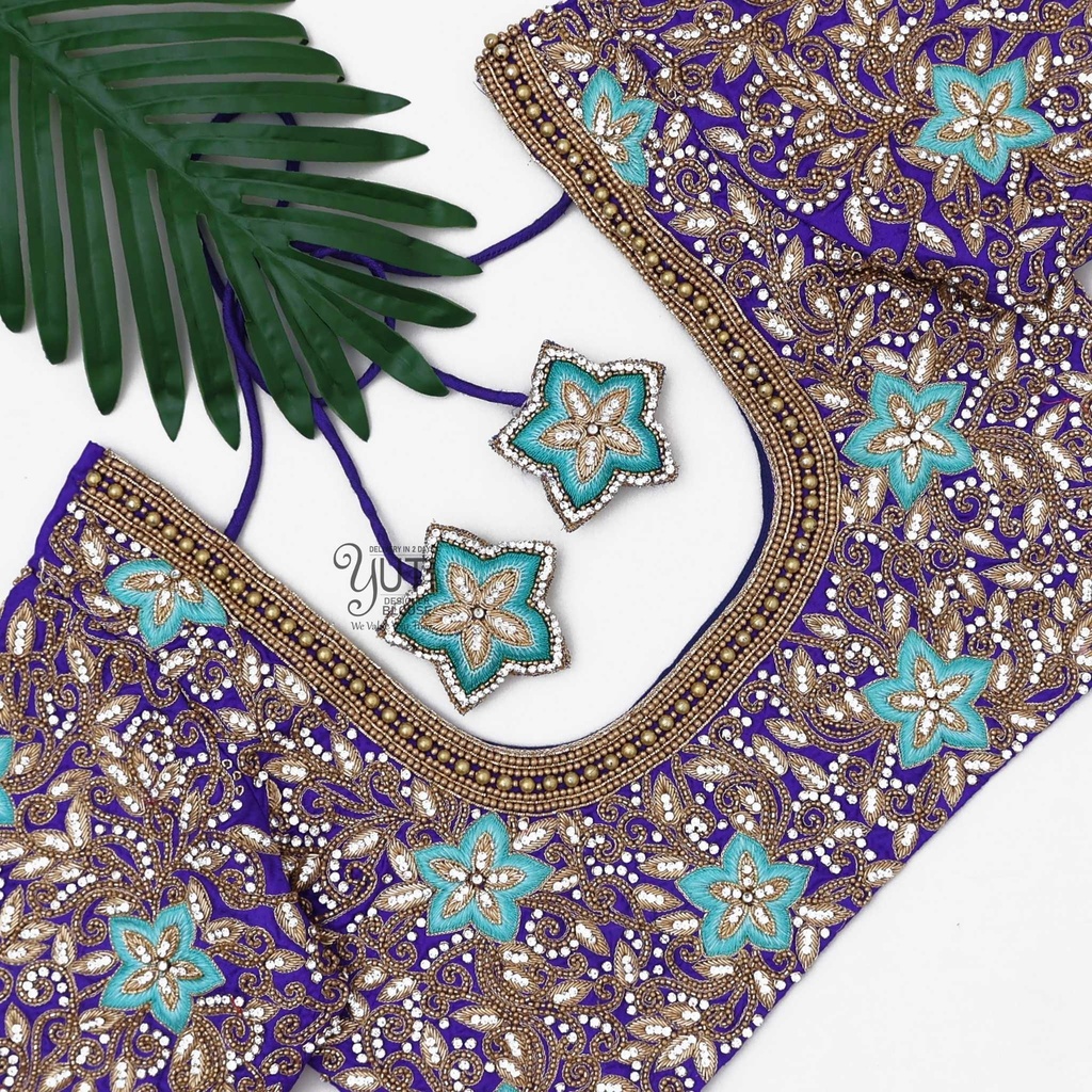 Purple floral bridal blouse