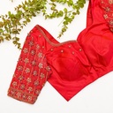 Perfect v-neck orange embroidered bridal blouse