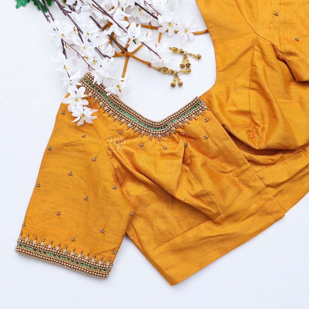 Bright and bold Fuel Yellow Embroidery Blouse: