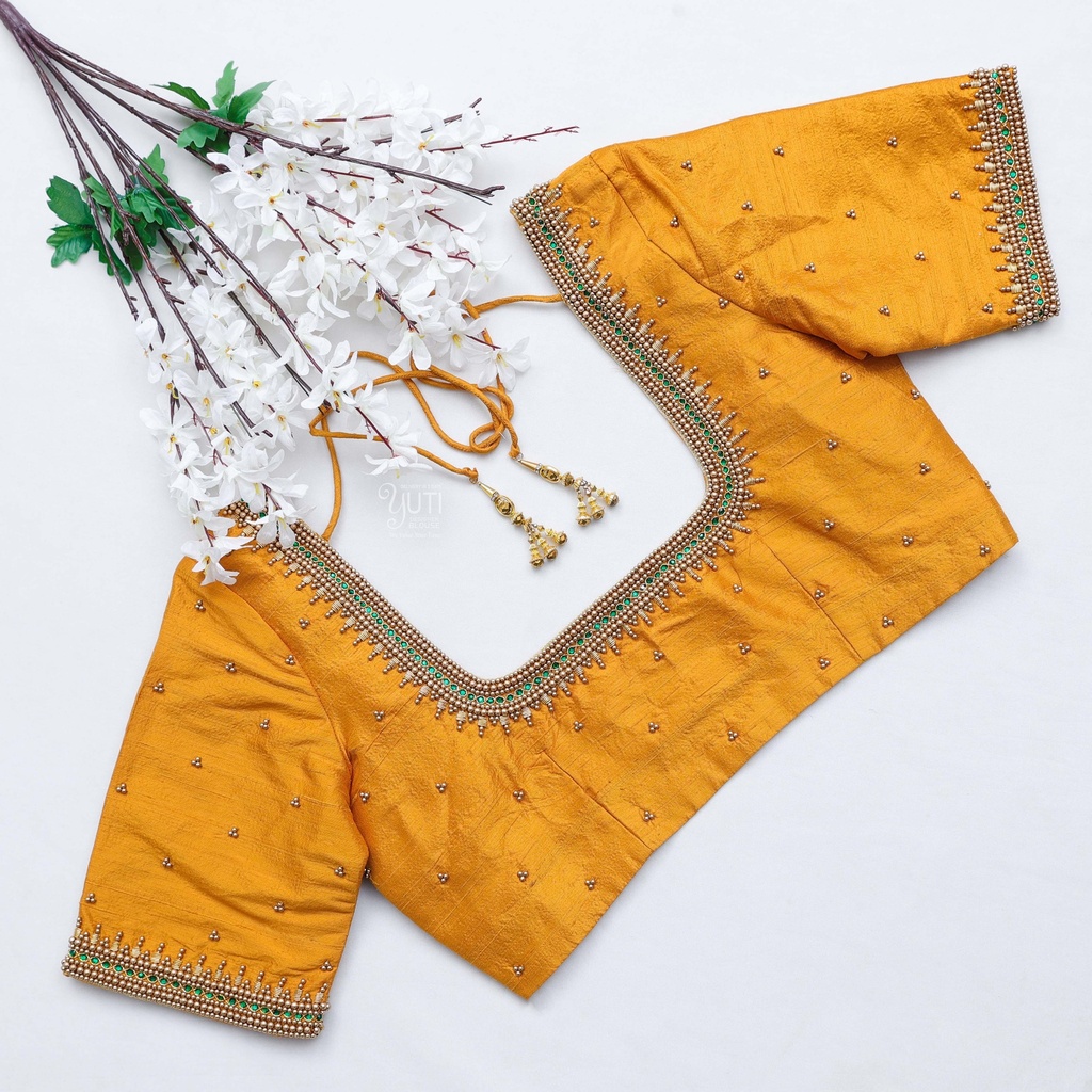 Bright and bold Fuel Yellow Embroidery Blouse: