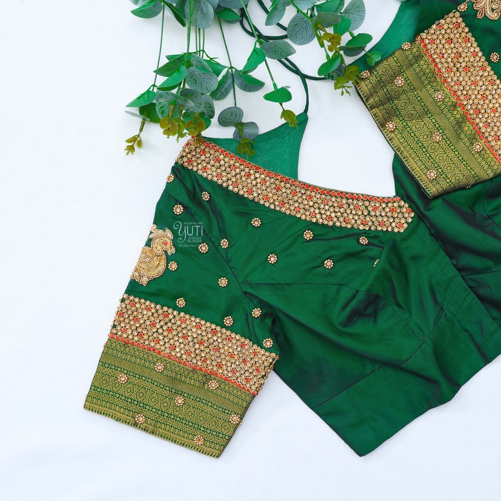 Our exquisite green color embroidery blouses