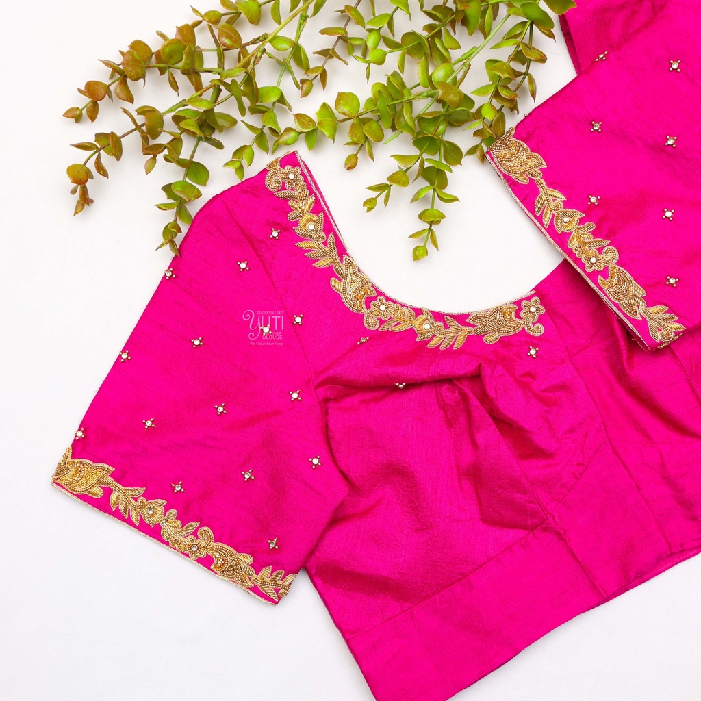 Deep Pink  embroidery blouse