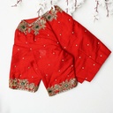 Exquisite open neck bridal blouses with stunning orange color embroidery