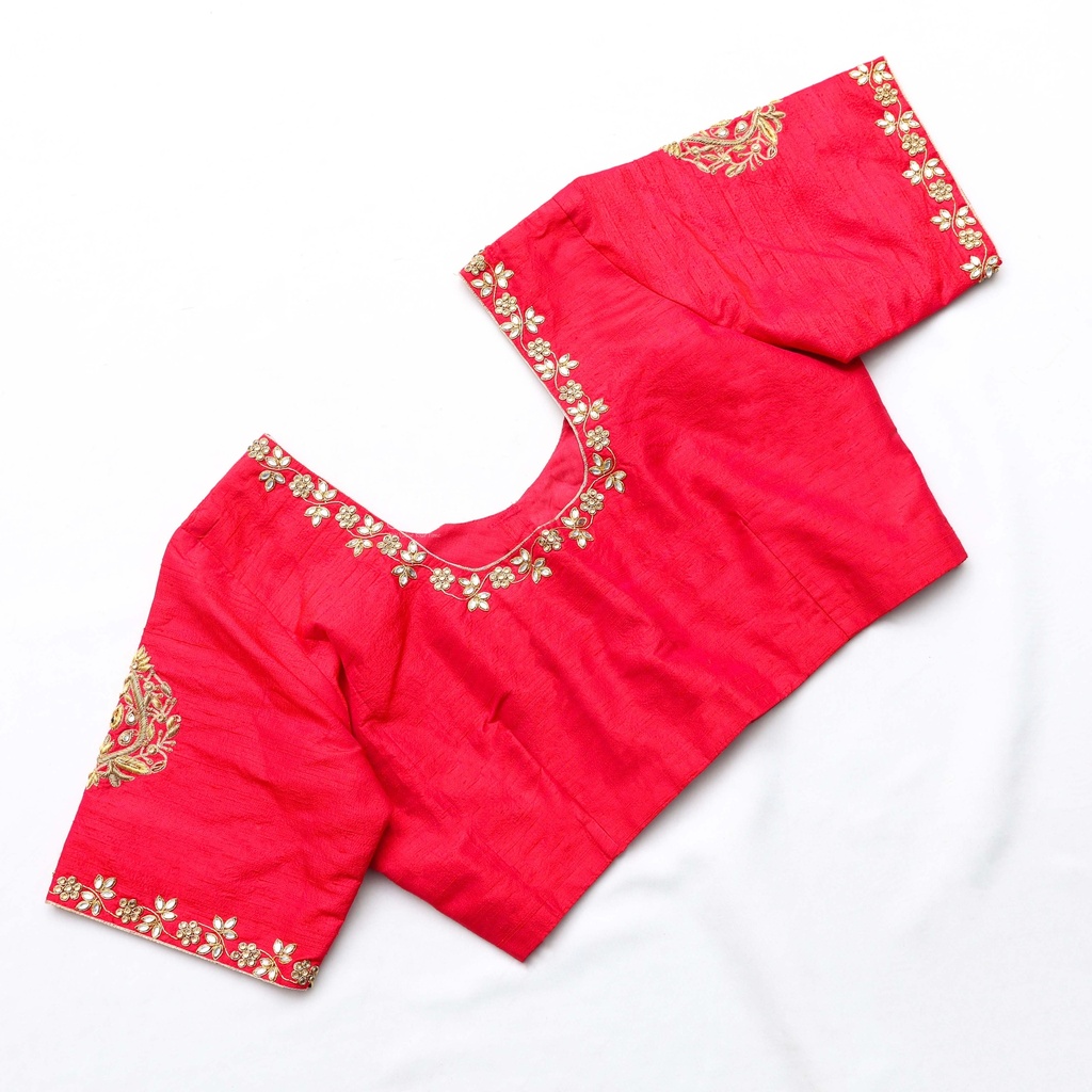 Feeling bold and beautiful in this stunning pink red embroidery blouse