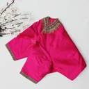 Stunning round neck pink color embroidery  bridal blouse.