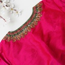 Stunning round neck pink color embroidery  bridal blouse.