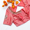 The perfect pink open back embroidery Bridal Blouse