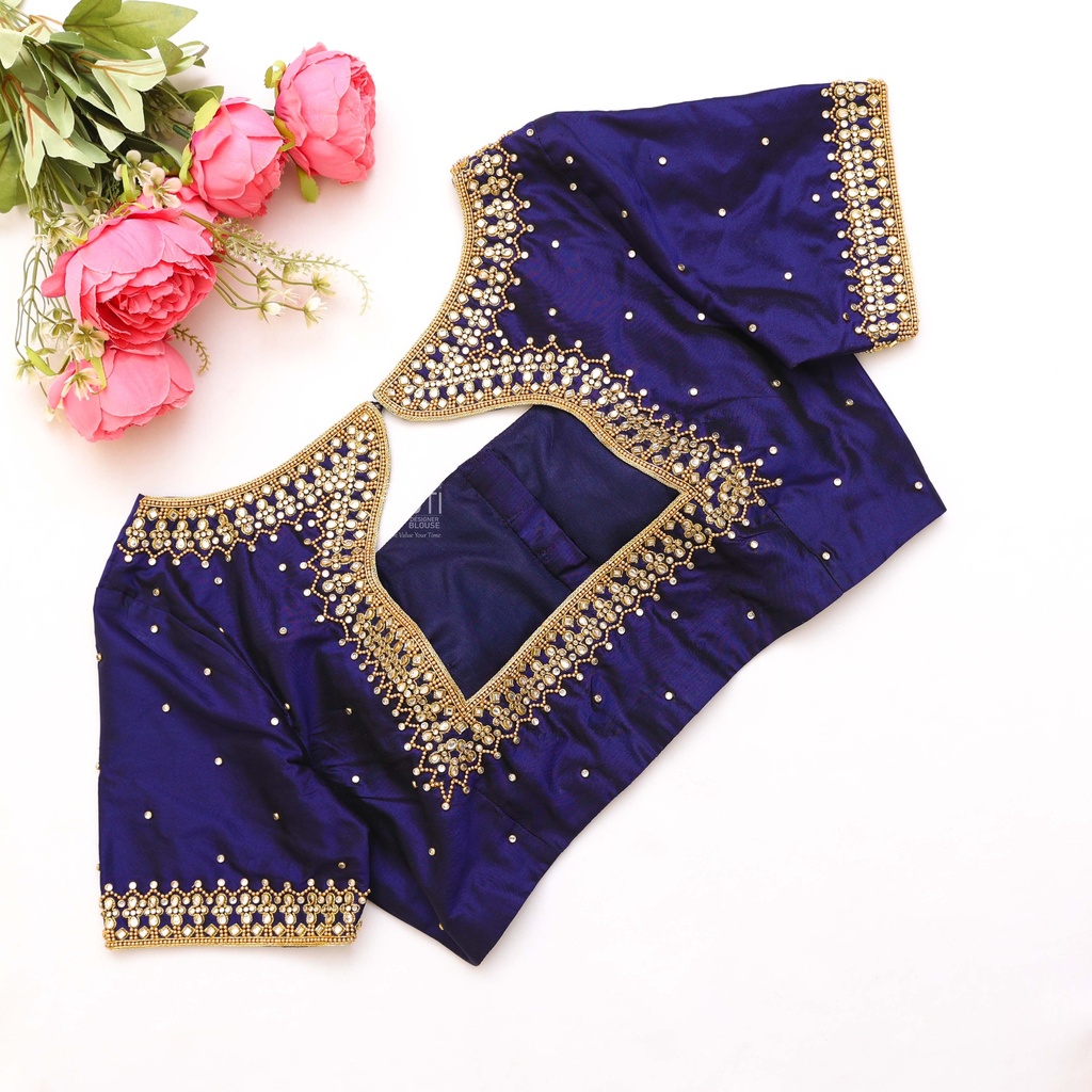 Dark Slate Blue embroidery blouse