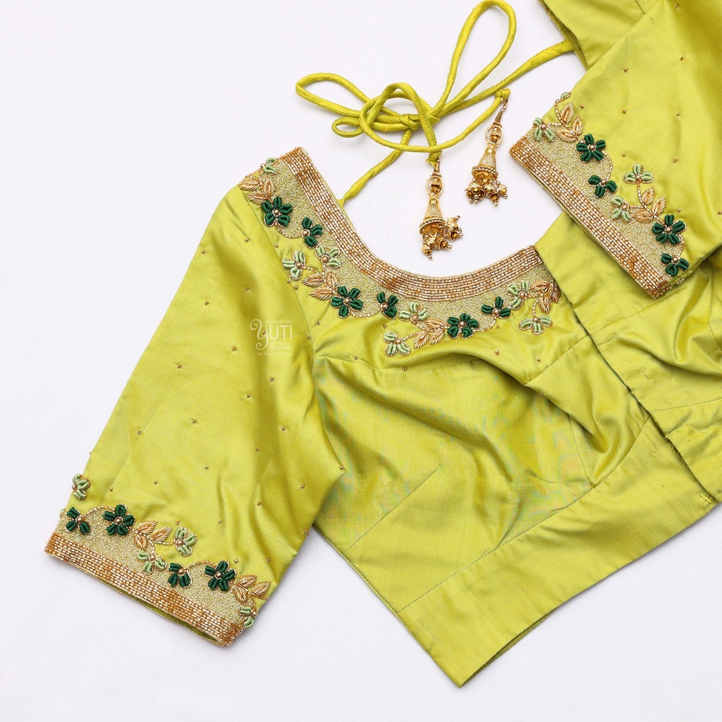 Beautiful green color embroidery bridal blouses