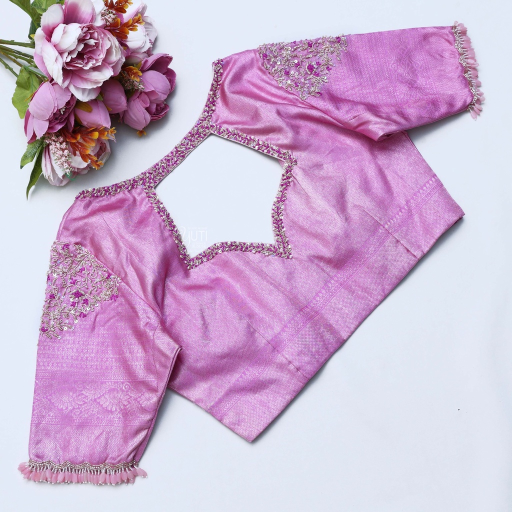 Exquisite pink embroidery designs for your bridal blouse